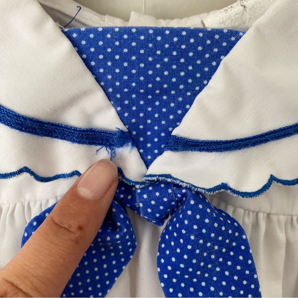 Vintage Embroidered Sailboat Nautical Short Sleeve Sailor Dress - Picture 9 of 9